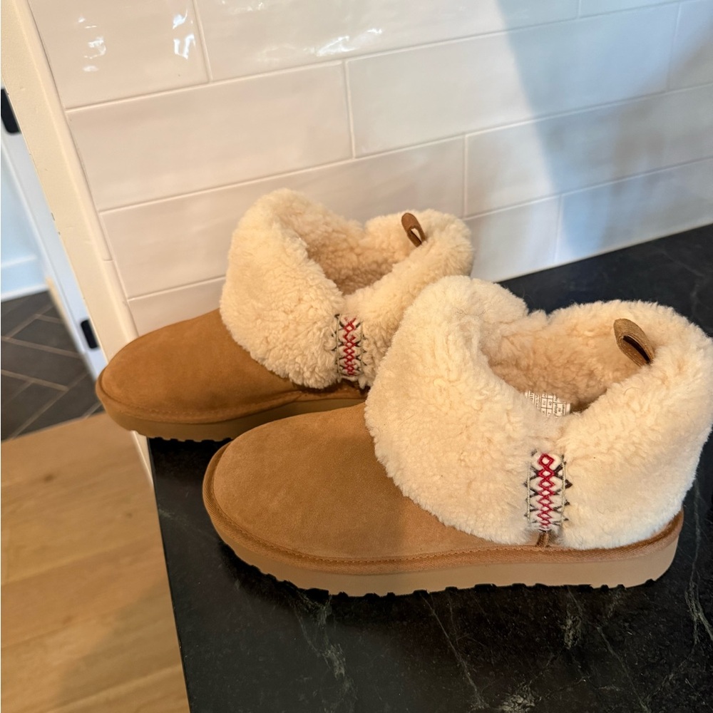 UGG Brown and Cream Ankle Booties